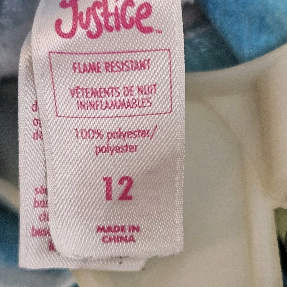 Girls Justice One-piece Rainbow Pajama  Unicorn Latte Size 12 Hooded